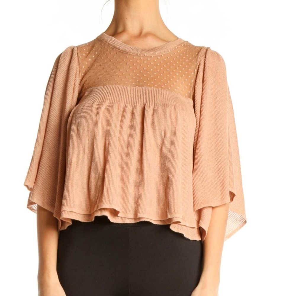 Zara chick knit and mesh wide sleeve top size M
